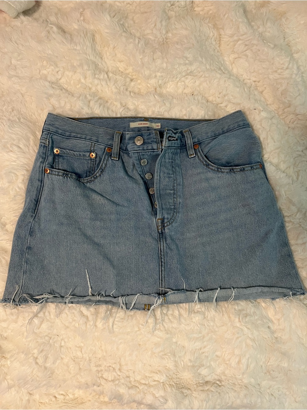 Levi's Light Blue Button-Front Denim Mini Skirt